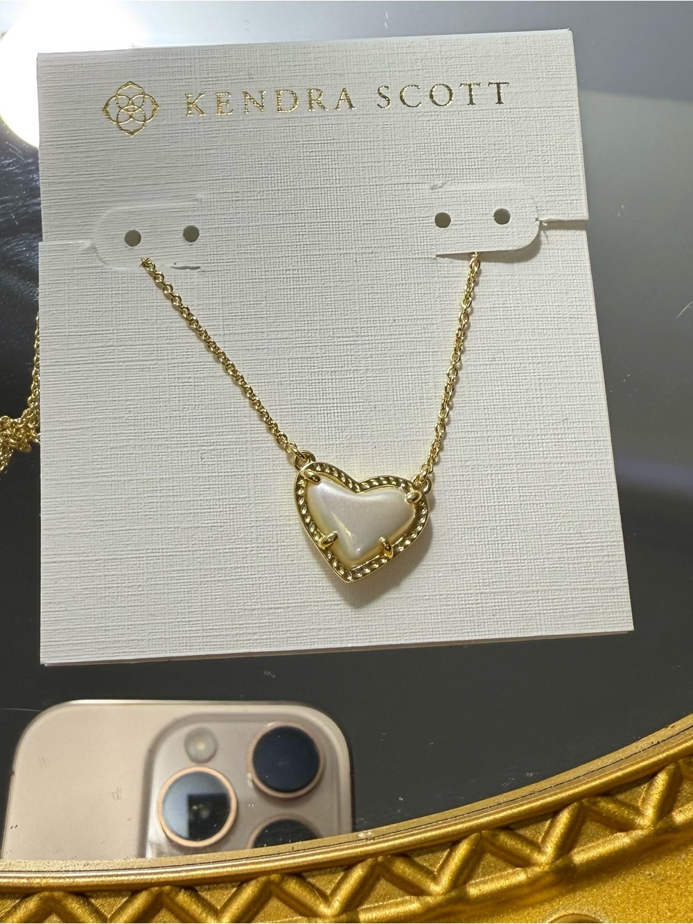 Kendra Scott Gold Heart Necklace with Mother-of-Pearl